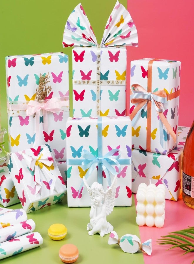 KESTAR Gift Wrapping Paper, Folded 6 Sheets Butterfly Wrapping Paper for Kids Women Men, Recycled Gift Wrapping Paper Sheets for Birthday Holiday Party, 20×28inch Each Sheet - Image 3
